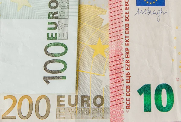 Euro Geld Euro Bargeld Hintergrund Euro Geldscheine Hintergrund Aus Verschiedenen — Stockfoto