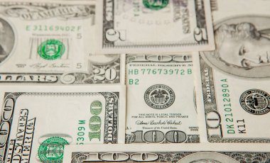 Karışık Doları para arka plan. Dolar arka planı kapat.