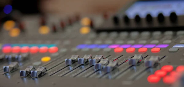 Sound Recording Studio Mixing Desk Music Mixer Control Panel — Stock Photo, Image