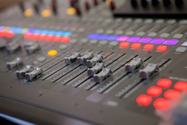 Sound recording studio mixing desk. Music mixer control panel — Stock Photo, Image