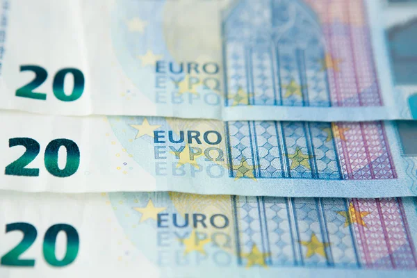Primer plano del nuevo billete de veinte euros de fondo —  Fotos de Stock