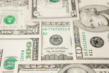 Karışık Doları para arka plan. Dolar arka planı kapat