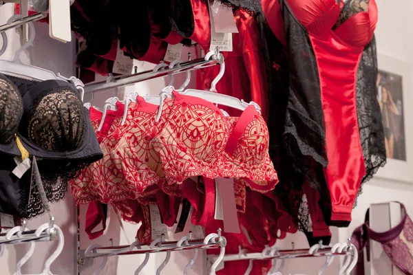 Women's bras for sale in market. Vareity of bra hanging in lingerie  underwear store. Advertise, Sale, Fashion concept Stock Photo by  ©volody100@ukr.net 251307534