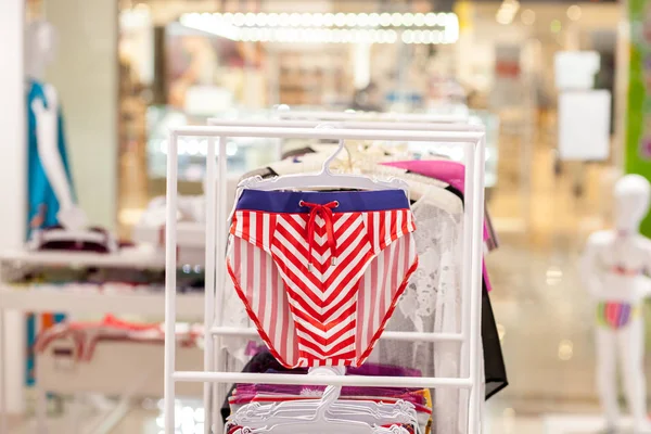 Close up Men's swimming trunks in the store. — Stock Photo, Image