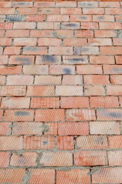 Kırmızı tuğla duvar desenli arka plan. Grafiti yazıları için harika.