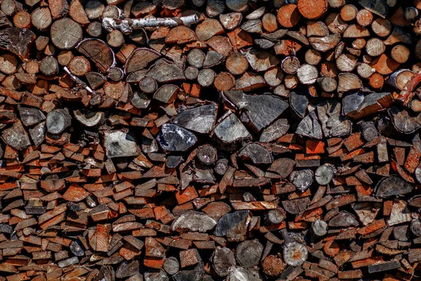 Firewood background, wall firewood, background of dry chopped fi — Stock Photo, Image