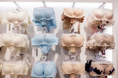 Kiev, Ukrayna - 22 Şubat 2019: Shop kadın iç çamaşırı giysileri, Rafta Lingerie. Perakende satış mağazası, mağaza