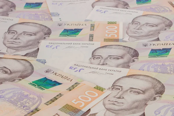 Yeni Banknotlar Ukrayna Grivnası ile Arka Plan. Enflasyon, busi