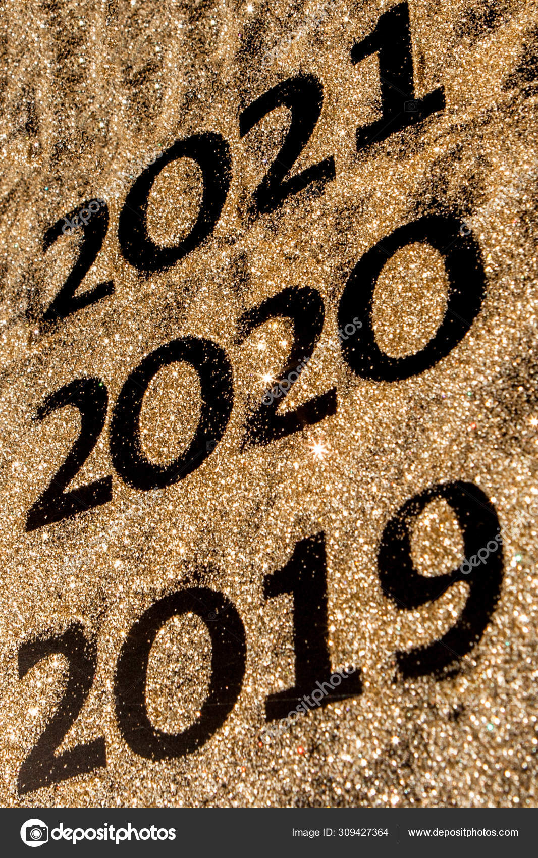 Beautiful Sparkling Golden Numbers Of 2019 To 2020 On Black