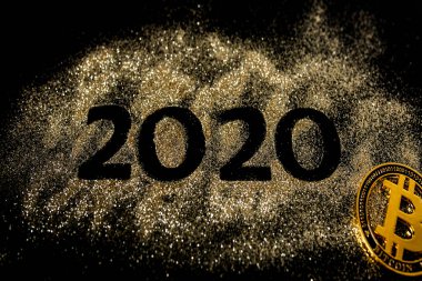 Mutlu yıllar 2020. İki ve sıfır numaraların yaratıcı kolajı