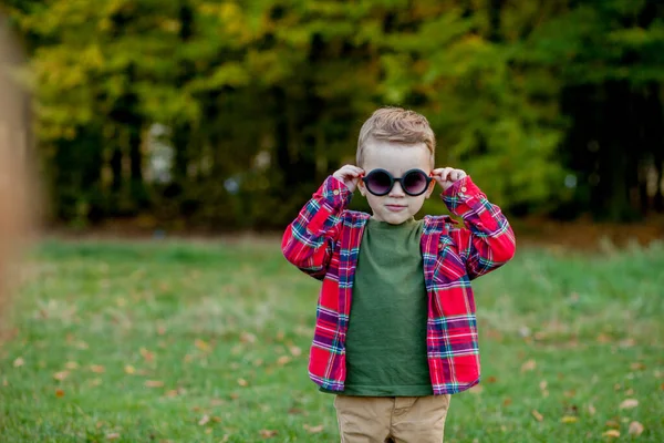 Fotografin fotografiert das Kind, das es draußen im Park verbringen will — Stockfoto