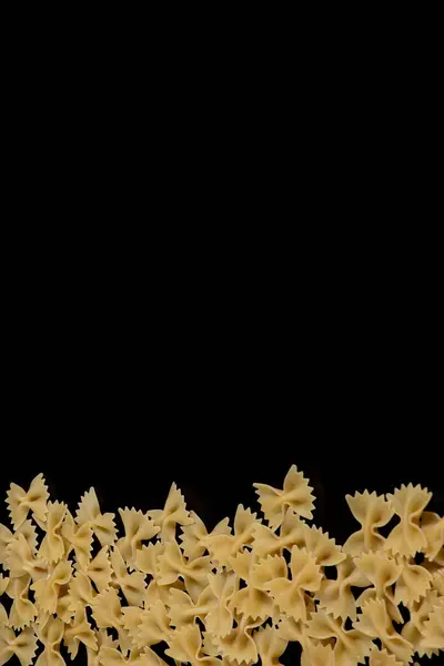 Farfalle Raw Pasta Black Background Cooking Concept Top View Copy — Stock Photo, Image