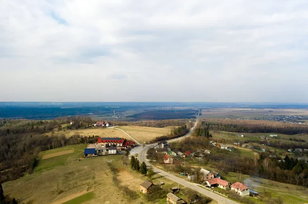 Landstraße Umgeben Von Üppig Grüner Natur Luftbild Von Oben Nach — Stockfoto