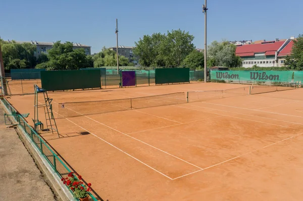 Oekraïne Kiev April 2020 Tennisbaan Zicht Vanaf Vogel — Stockfoto