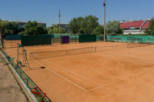 Oekraïne Kiev April 2020 Tennisbaan Zicht Vanaf Vogel — Stockfoto
