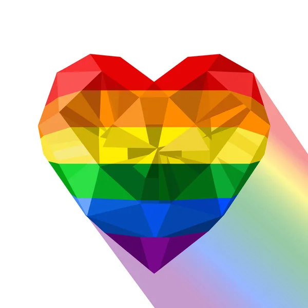 Bandiera dell'orgoglio gay. Logo bandiera arcobaleno a forma di cuore. Simbolo dell'amore LGBT . Grafiche Vettoriali