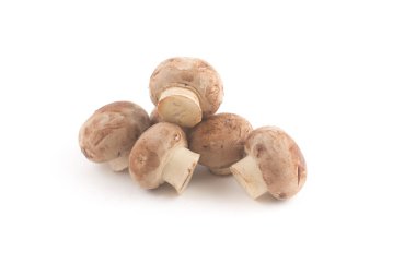 Beyaz arka plan üzerinde izole bir kase taze champignon mantar