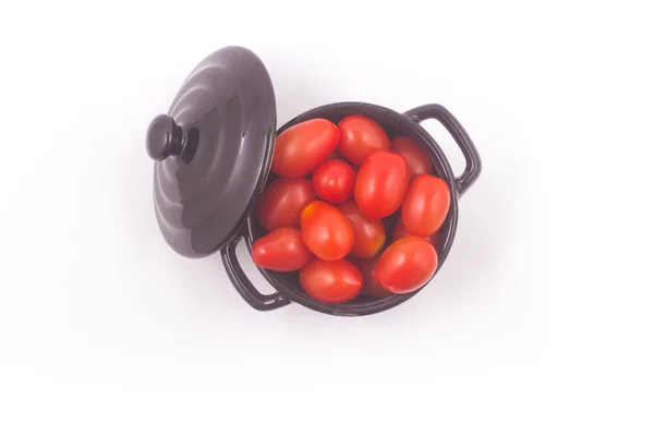 Tomates Cherry Tazón Aislado Sobre Fondo Blanco —  Fotos de Stock