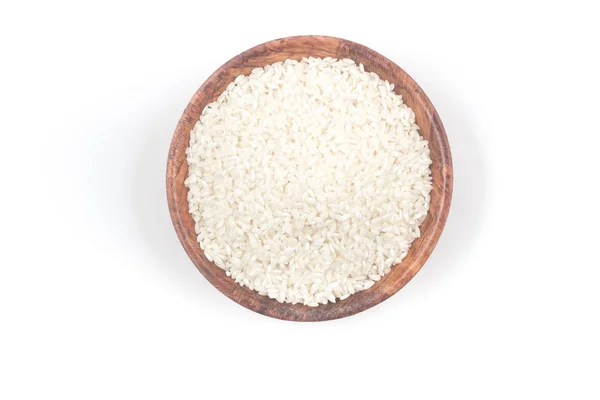 Rýže Arborio Misce Bílém Pozadí — Stock fotografie