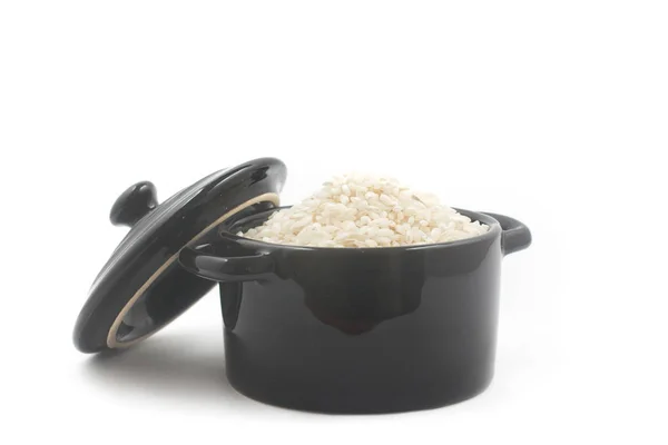 Arborio Arroz Bol Sobre Fondo Blanco — Foto de Stock