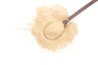Beyaz izole bir kaşık beslenme Maya