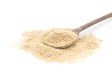 Beyaz izole bir kaşık beslenme Maya