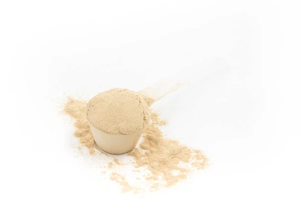 Lievito Nutrizionale Cucchiaio Isolato Bianco — Foto Stock