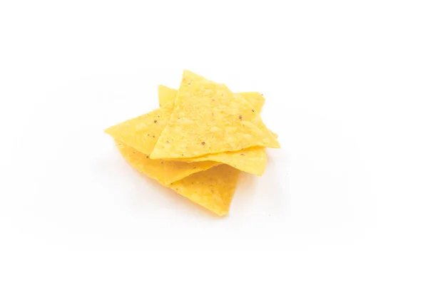 Haufen Tortillas Nachos Chips Isoliert Auf Weiß — Stockfoto