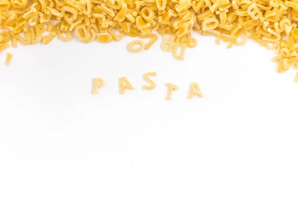 Letter Shaped Pasta Frame Isolated White Background — Stock Photo, Image