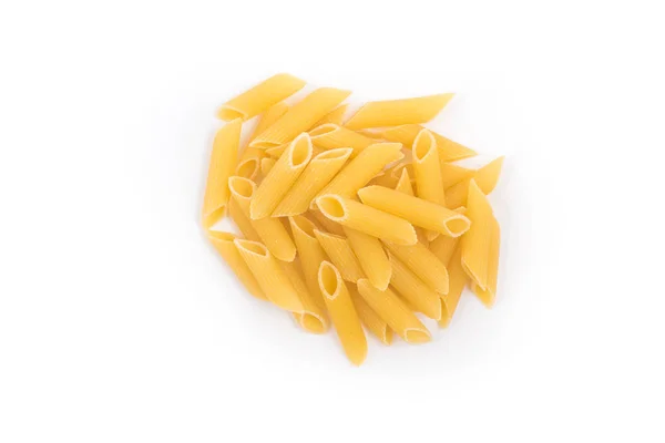 Pile Pasta Penne Isolated White Background Top View — Stock Photo, Image