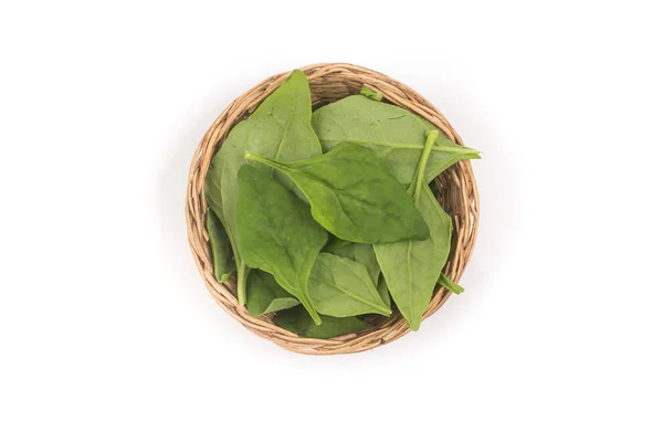 Brazilian Spinach Bowl Spinacia Oleracea White Background Top View — Stock Photo, Image