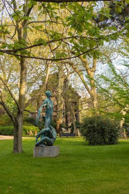 Paris, Fransa - 9 Nisan 2019: Lüksemburg Bahçesi. Beatiful Lale