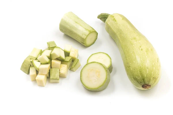 Zucchini Diced. Snijd in blokjes — Stockfoto