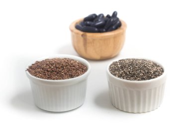 Vegan Omega 3 Kaynak. Keten tohumu ve Chia tohumu Pills