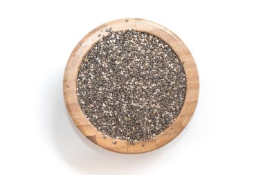 Tahta bir kasede Chia tohumları