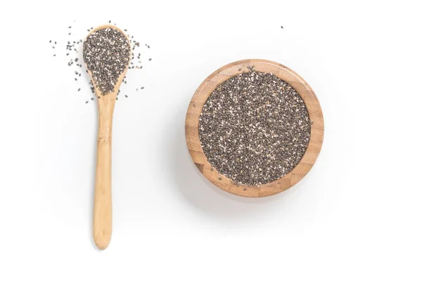 Chia seeds in a wooden bowl — Stock Photo, Image