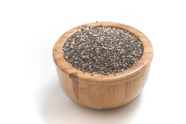 Chia-Samen in einer Holzschüssel — Stockfoto