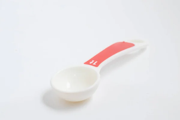 Tea spoon. White Measuring spoon — Stok fotoğraf