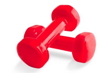 İki beyaz arka plan üzerinde izole kırmızı halter