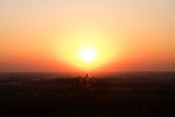 Beautiful Aerial View Wide Angle Shadow Shade Angkor Wat Sunrise — Stock Photo, Image