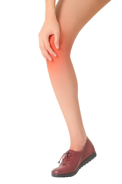 배경에 지역에 마사지 무릎으로 그녀의 다리를 — 스톡 사진