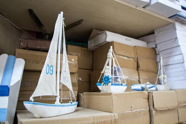 Set Small Colorful Model Boats — Stock Photo, Image