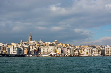 İstanbul 'daki Bizans döneminden Galata Kulesi manzarası