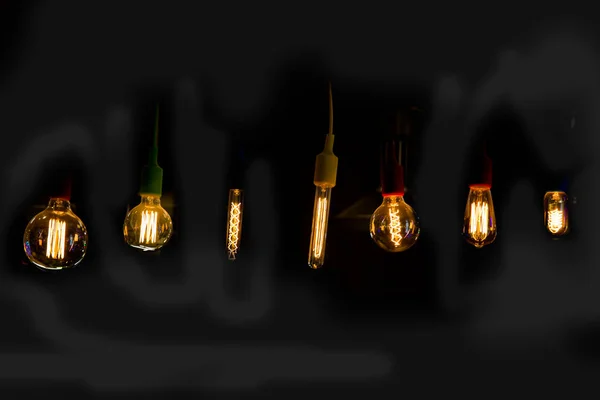 Decorative Antique Edison Style Filament Light Bulbs Hanging — Stock Photo, Image