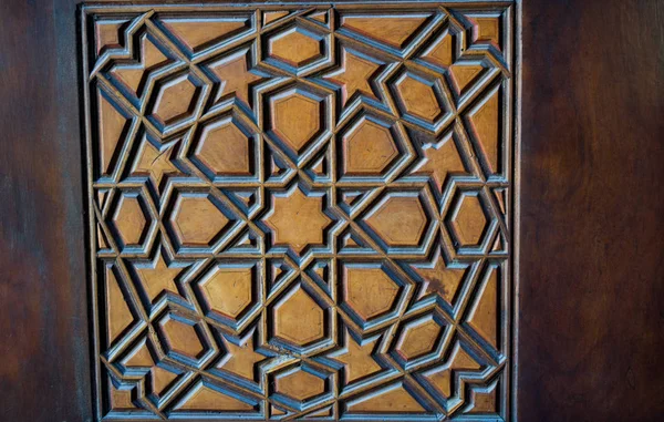 Seni Turki Ottoman Dengan Pola Geometris Pada Kayu — Stok Foto