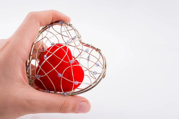 Червоне Серце Клітці Формі Серця — стокове фото