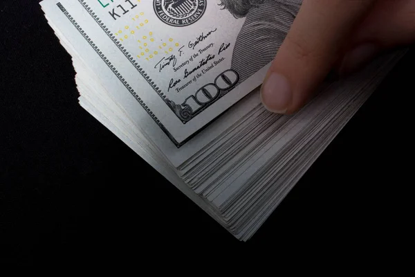Руки Американськими Доларами Ізольовані Білому Фоні — стокове фото