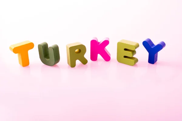 Word Turkey Written Colorful Letter Blocks — Stock Photo, Image