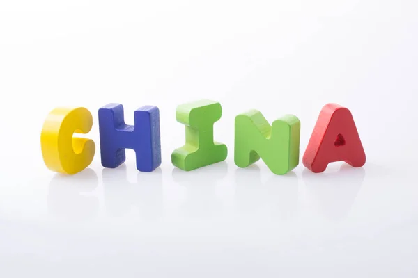 Ordet Kina Skriven Med Färgglada Brev Block — Stockfoto