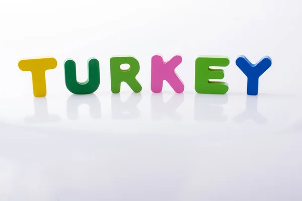 Palavra Turquia Escrito Com Blocos Letras Coloridas — Fotografia de Stock